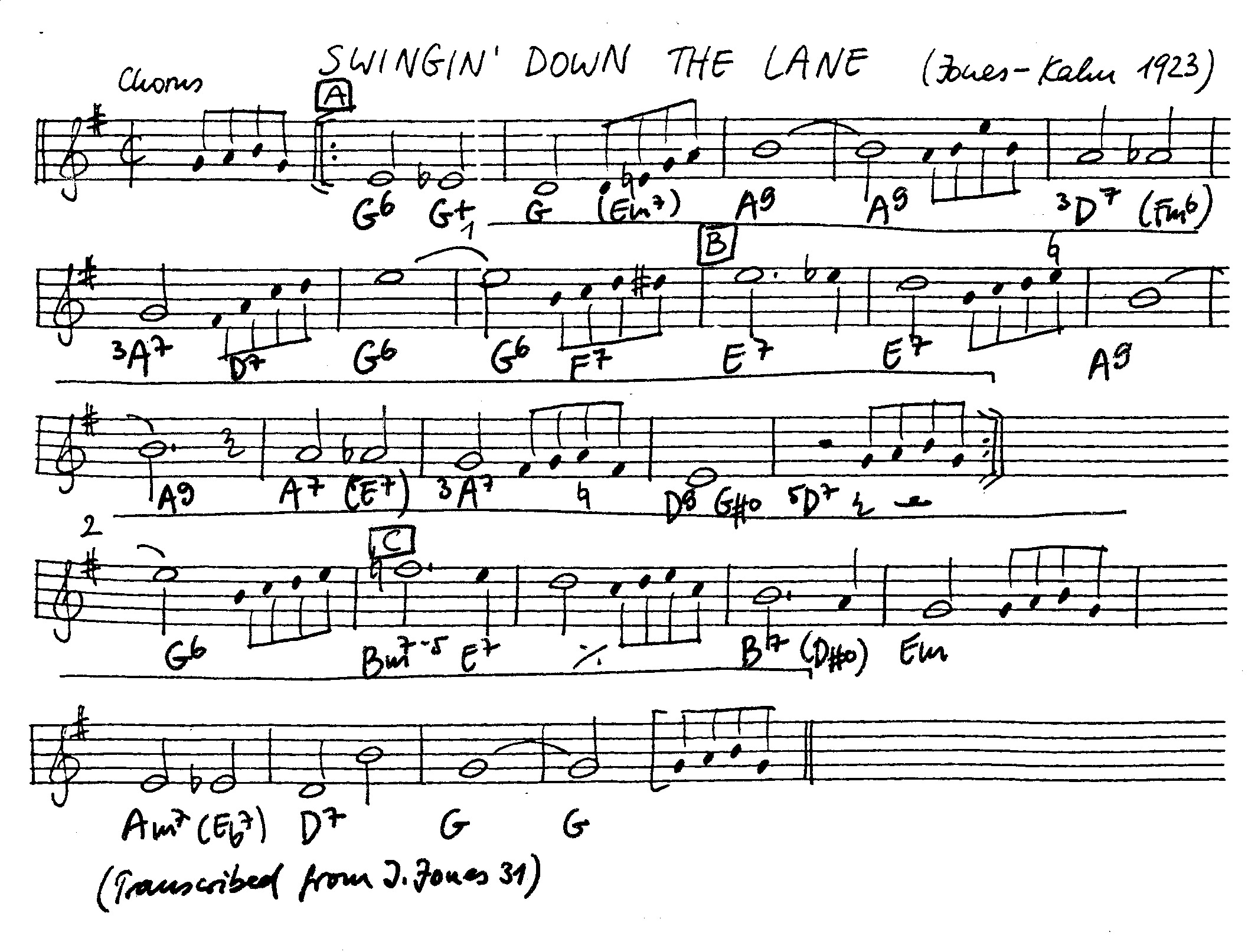 swingin' down the lane leadsheet – book us for your next 20s or gatsby event